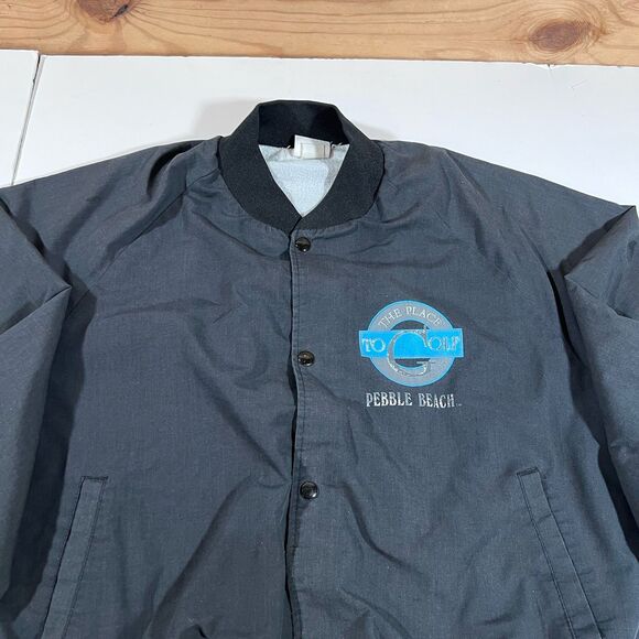 Vintage Pebble Beach 'The Place To Golf' Snapo Button Jacket Made in USA Size XL - Picture 4 of 8